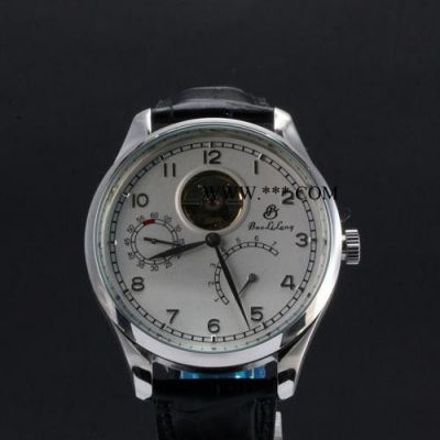 新款男士手表現貨批發寶麗瓏不銹鋼背透真皮陀飛輪全自動機械表