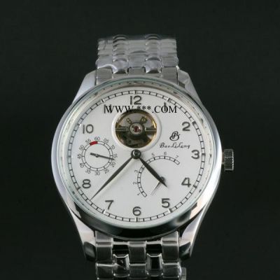 鋼帶手表新款時尚個性陀飛輪儲能自動機械表  男士機械表寶麗瓏品牌