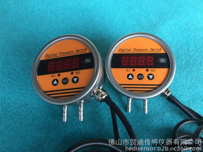 賀迪HDP802S 帶現場數字顯示差壓變送器，輸出信號可選：二組繼電器、4～20mA、 RS485、RS232等