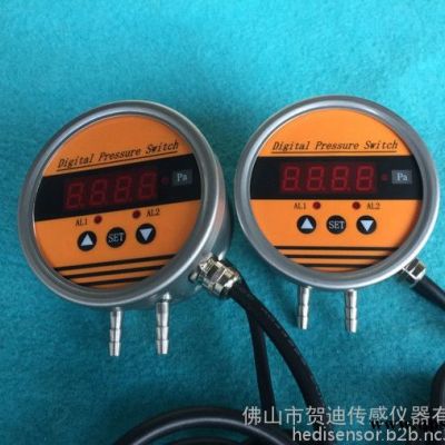 賀迪HDP802S 帶現場數字顯示差壓變送器，輸出信號可選：二組繼電器、4～20mA、 RS485、RS232等